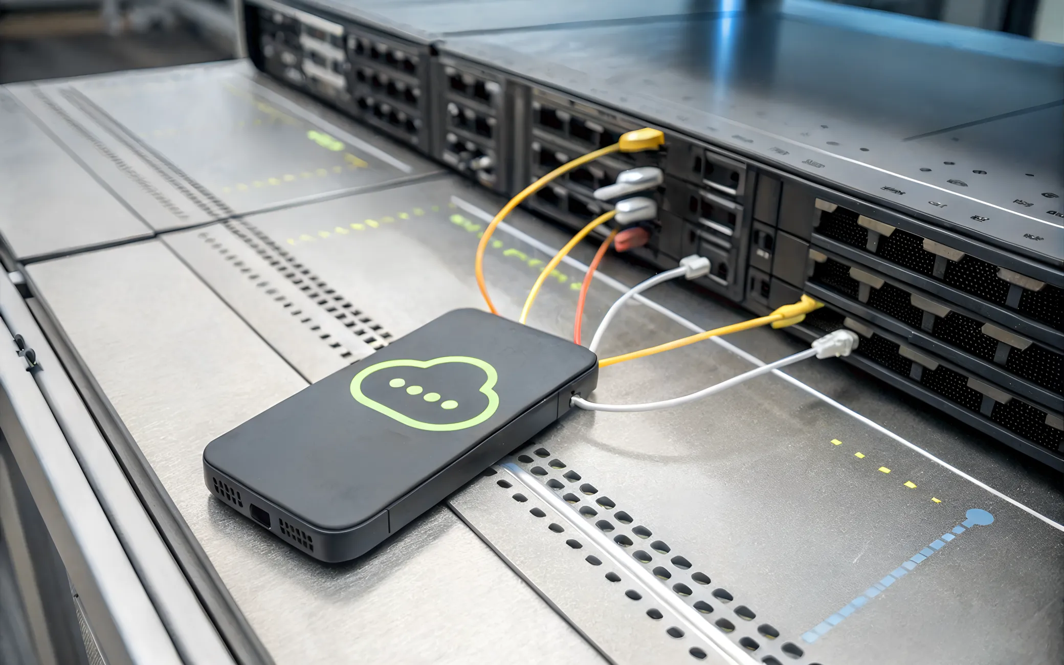 Device connected to a server, representing a cloud based phone system in Australia